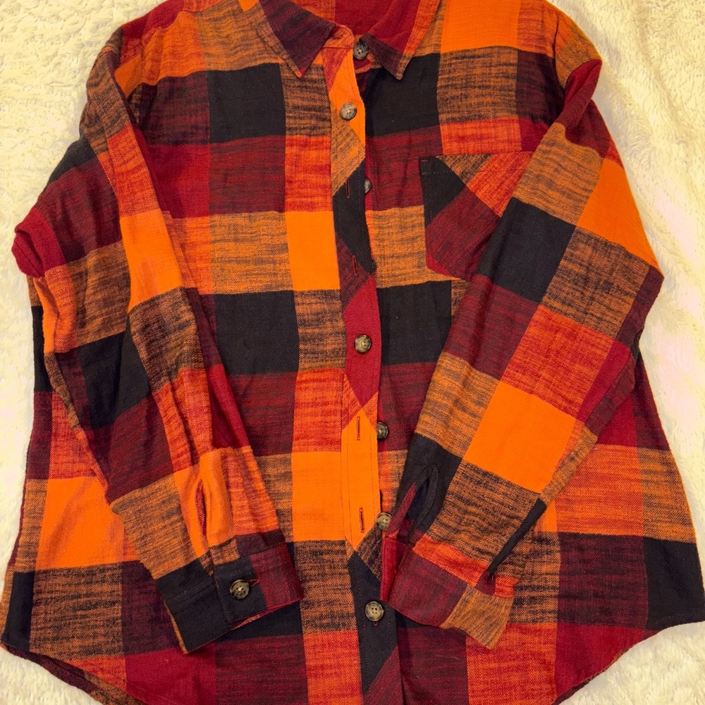 Maurices Red and Orange Flannel